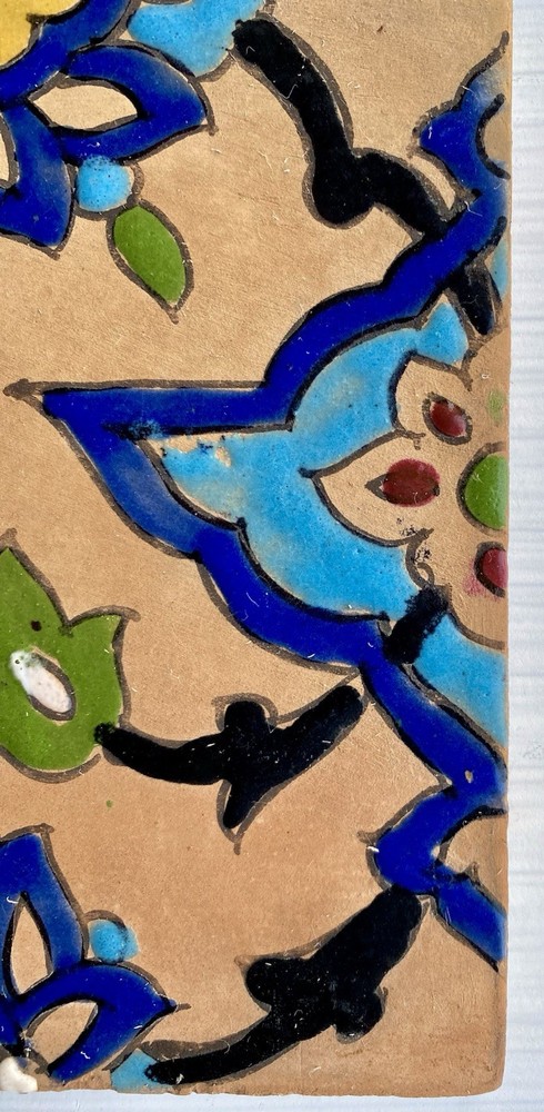 Antique Middle Eastern Hand Painted Pottery Tile