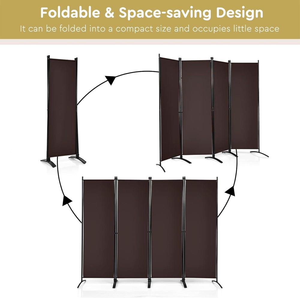 4 Panel Room Divider Folding Privacy Screen Room Partition 5.6 Ft Foldable