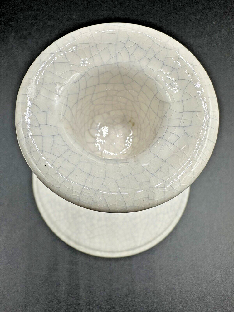 Vintage White Craquelure Candle Holders 1~Pair