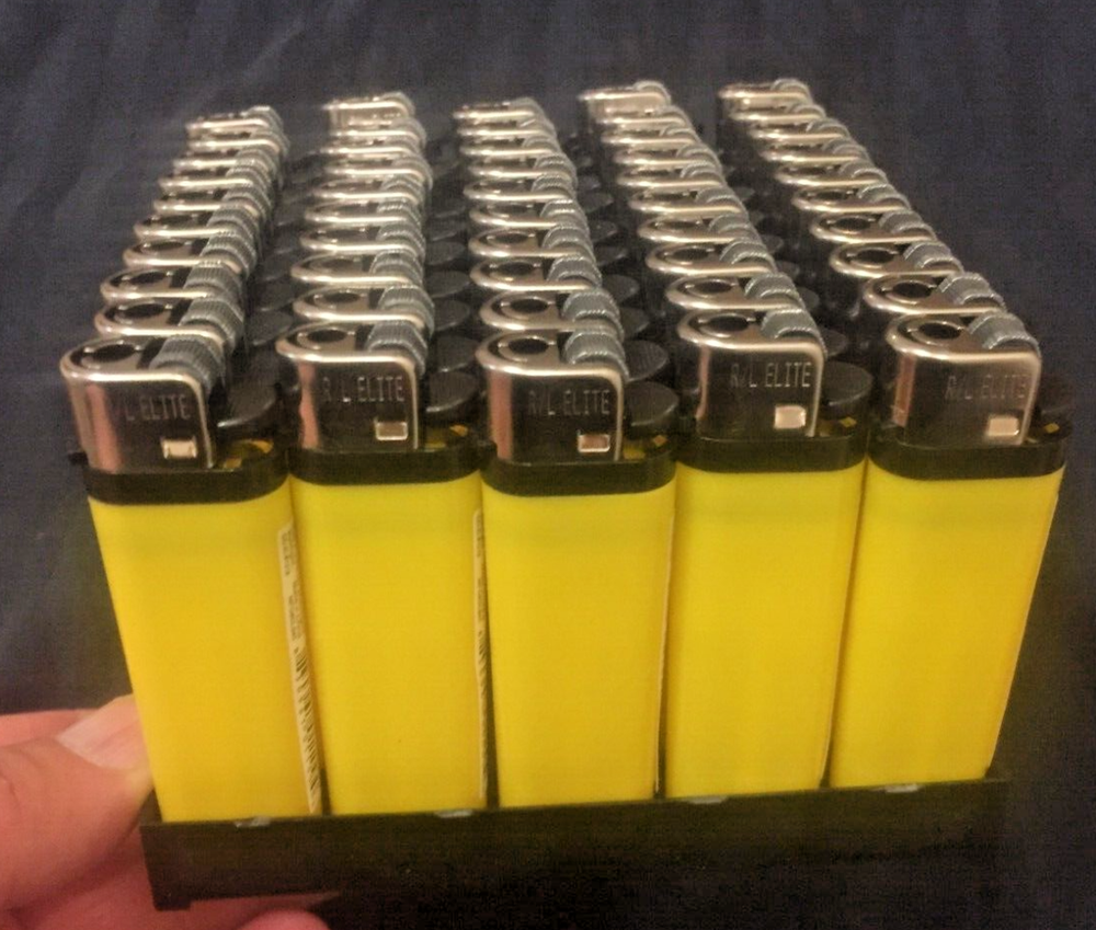 Yellow Wt Silver Cap Disposable Lighters Adjustable Flame (50) Display