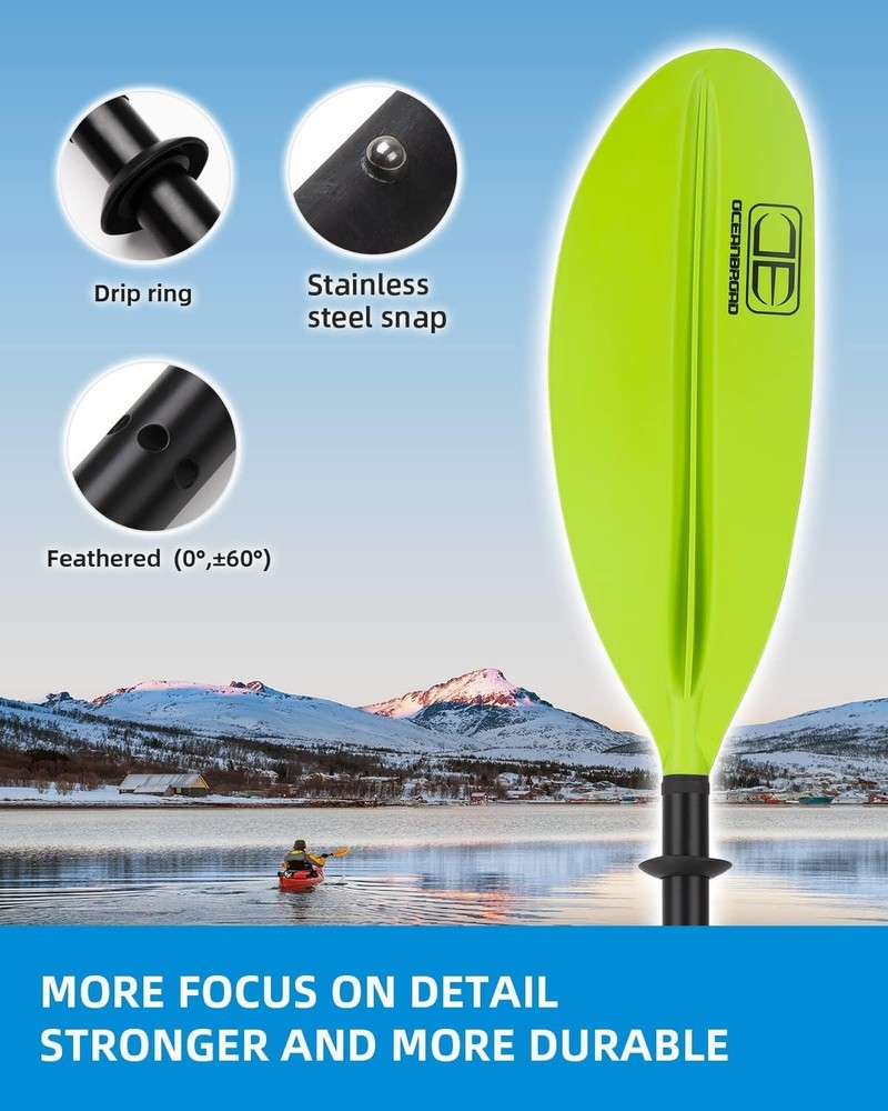 Lightweight Oar with Paddle Leash - Green