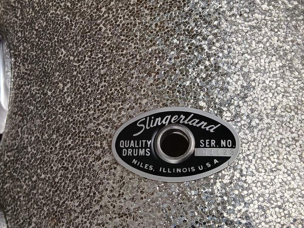 SLINGERLAND 8X12" SILVER SPARKLE TOM DRUM, 3-ply IMMACULATE!