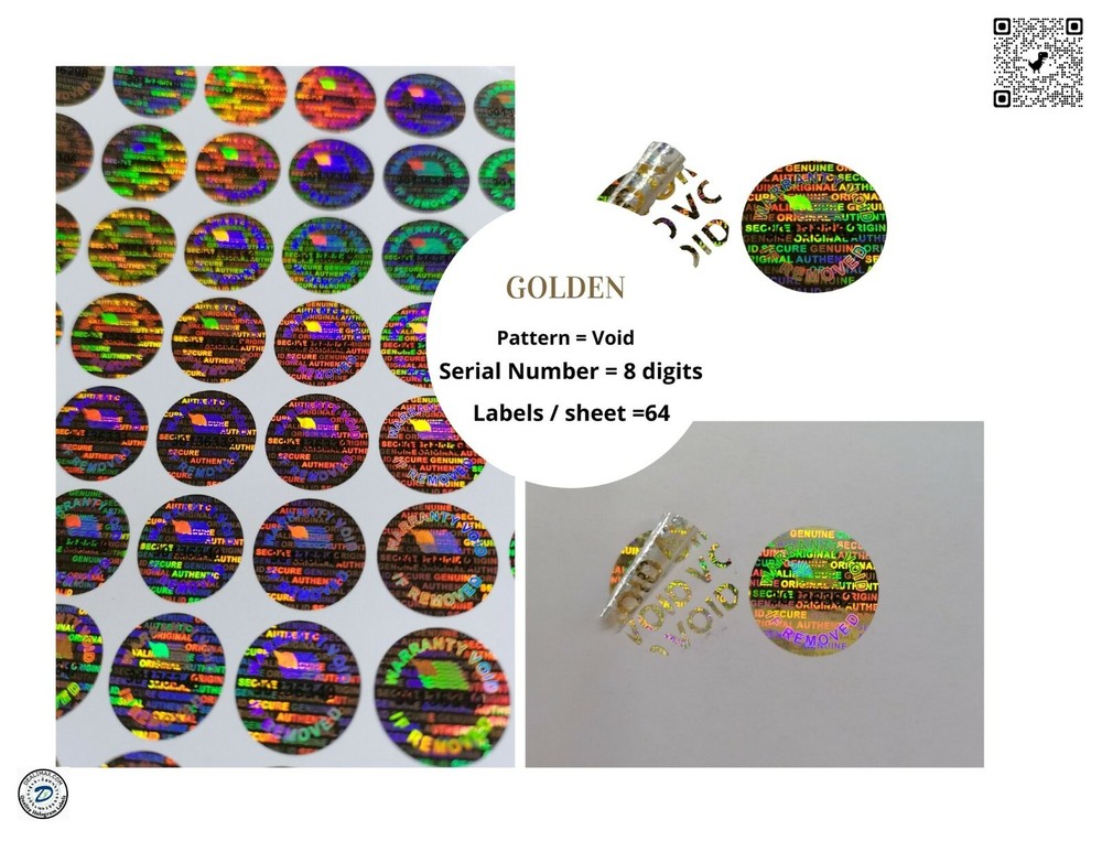 17mm Serial Number ROUND TAMPER EVIDENT SECURITY VOID HOLOGRAM LABELS -5000