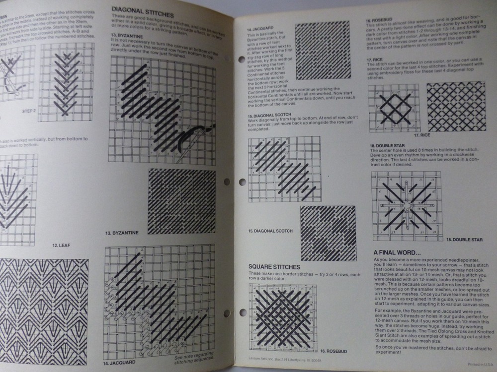 Leisure Arts Needlepoint Stitch Guide 18 Decorative Stitches