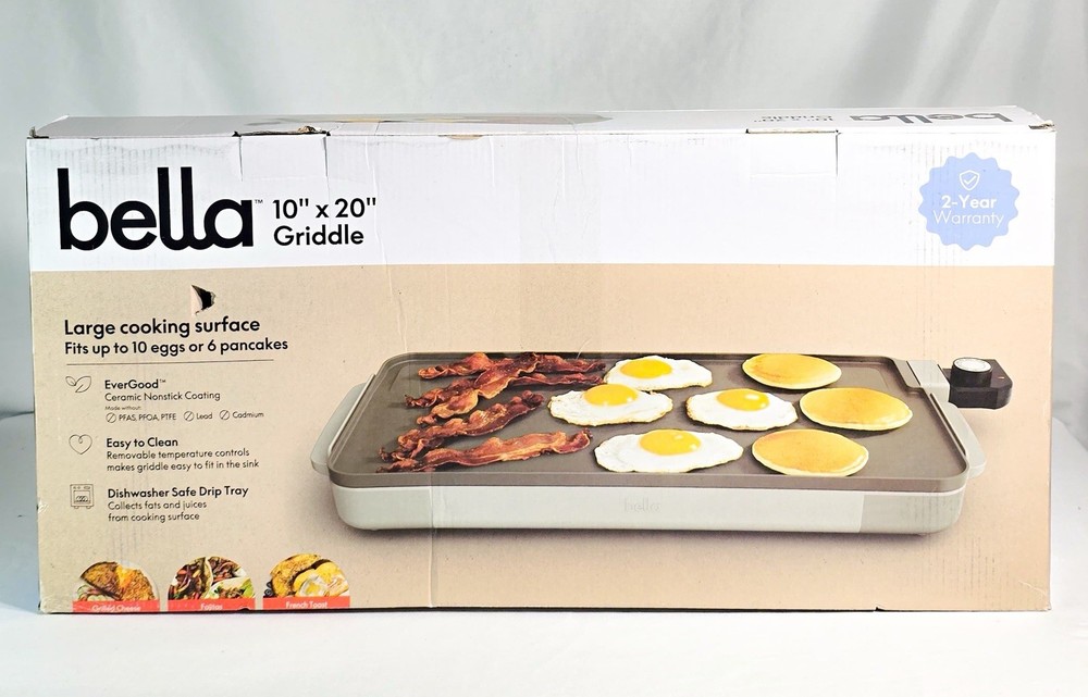 Bella 10" x 20" Electric Griddle EverGood Ceramic Nonstick Removable Probe
