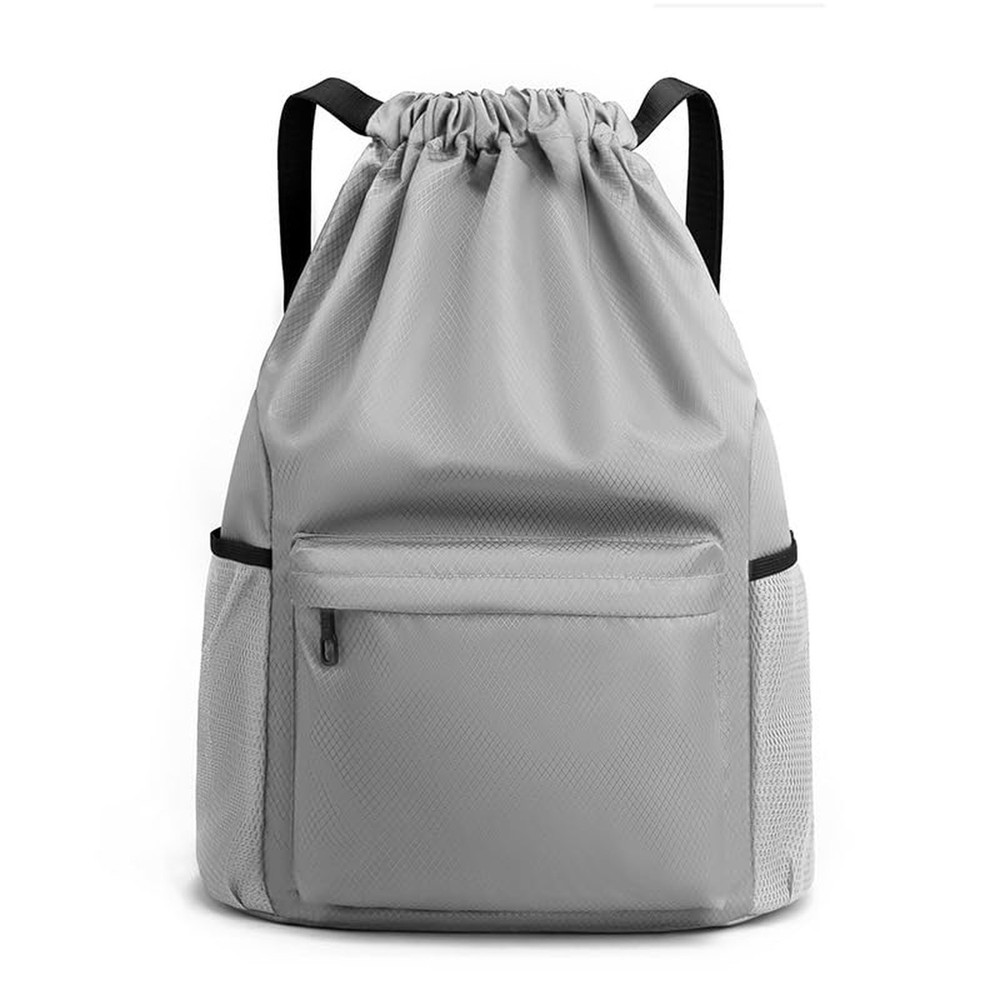 Drawstring Backpack Bag, Waterproof Draw String Back Sack with Zipper Pocket,...