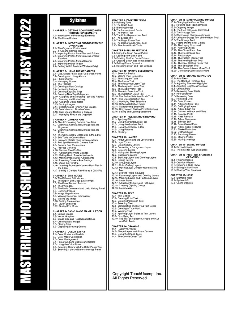 New PHOTOSHOP ELEMENTS 2022 DELUXE Training Tutorial & Quick Reference Guide