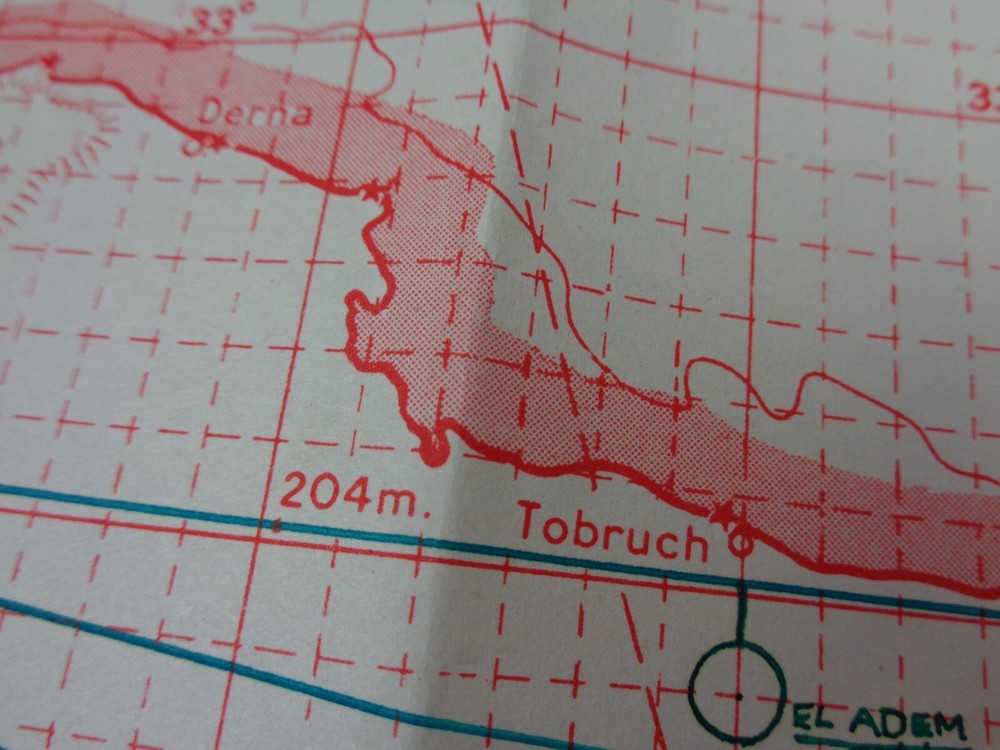 WW2 RAF plotting map of THE MIDDLE EAST entitled "BENGHAZI - ADEN"