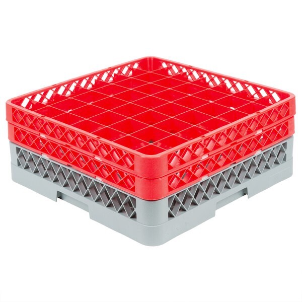 2 PACK Restaurant Dishwasher Glass Rack with 49 Compartments and TWO Extender