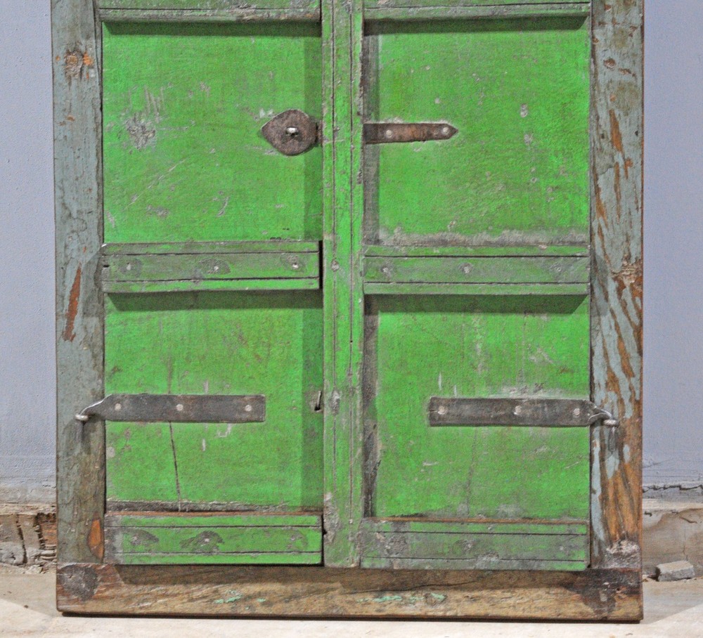Antique Wooden Wall Decow Window Panel Frame Original Old Rustic Polychrome