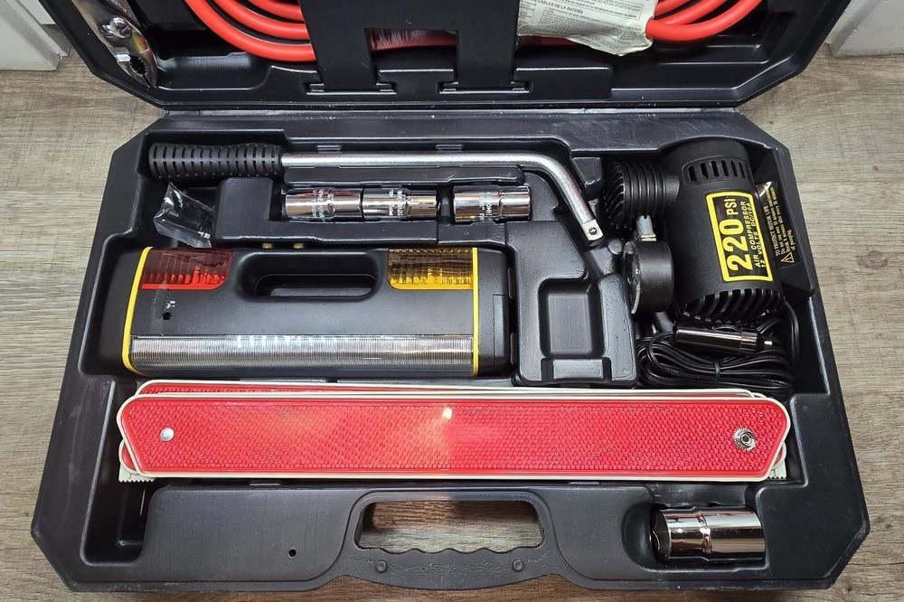 Michelin Premium Emergency Roadside Kit HD Cables Tools Air Compressor First Aid