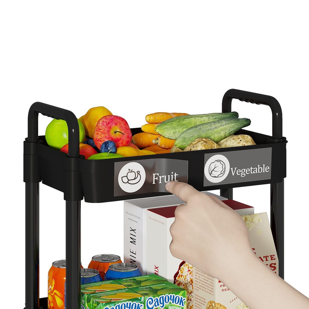 3-Tier Storage Carts,Multifunction Utility Rolling Cart Kitchen Storage Organ...