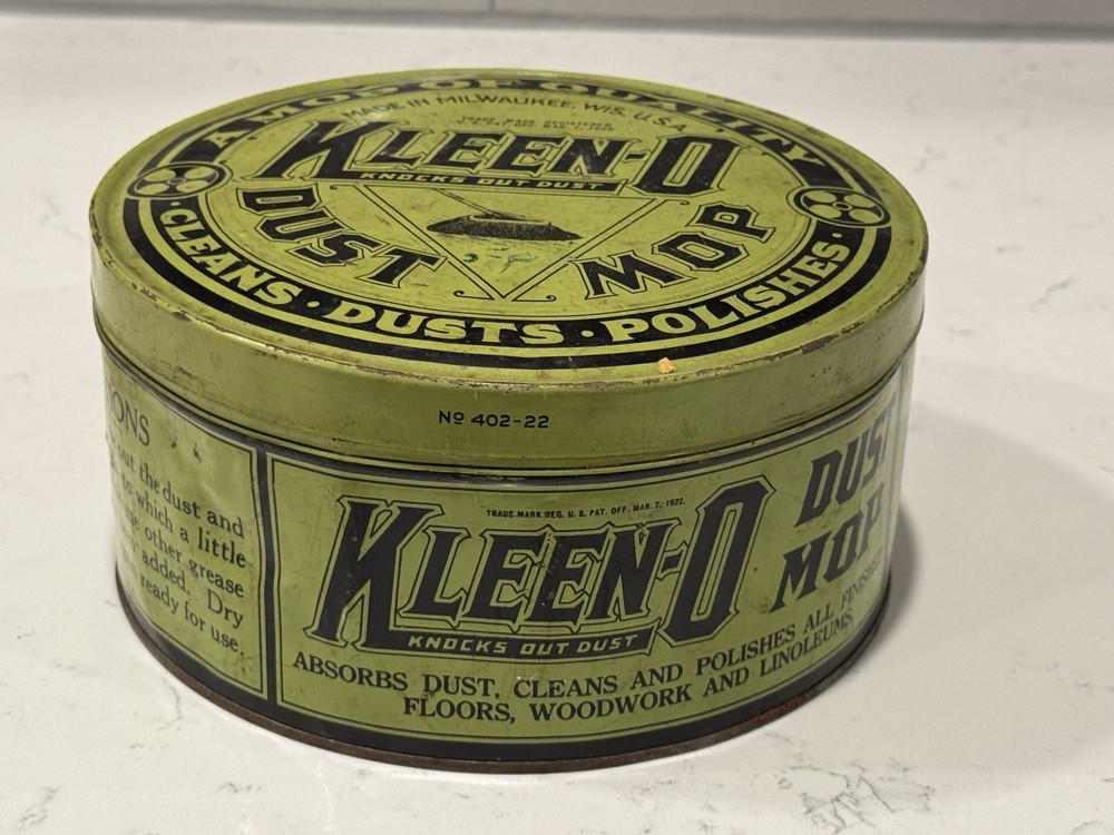 Kleen-O Dust Mop Tin Vintage Advertising
