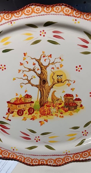 Temptations -Old World- Fall Harvest Serving Platter-New w/ Gift Box -18"