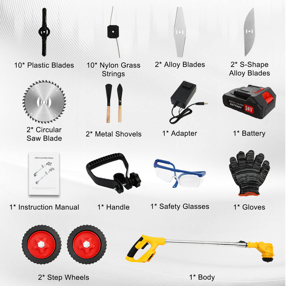 Electric Cordless Grass String Trimmer Lawn Edger Weed Wacker Cutter + 2 Battery