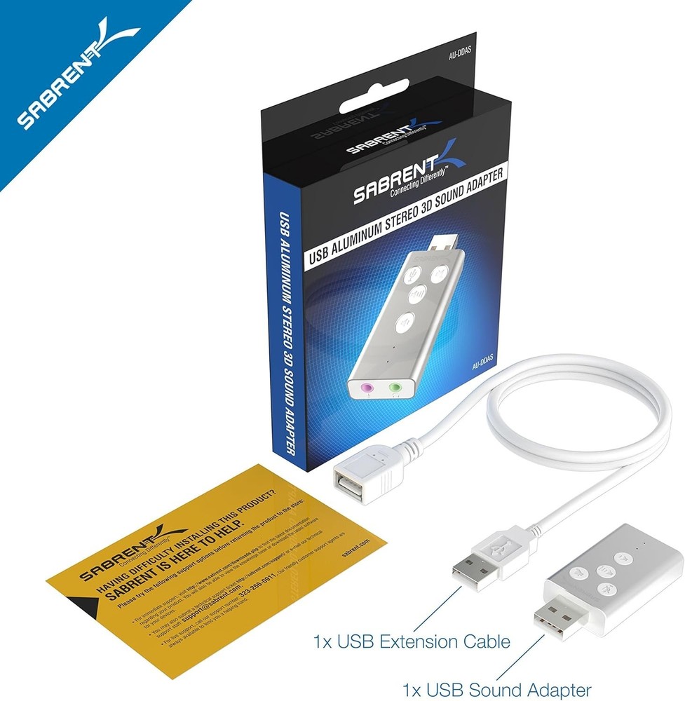 USB 3D Stereo Sound Adapter for Windows & Mac