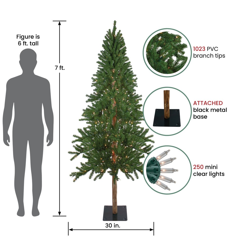 Northlight 7' Pre-Lit Alpine Artificial Christmas Tree - Clear Lights