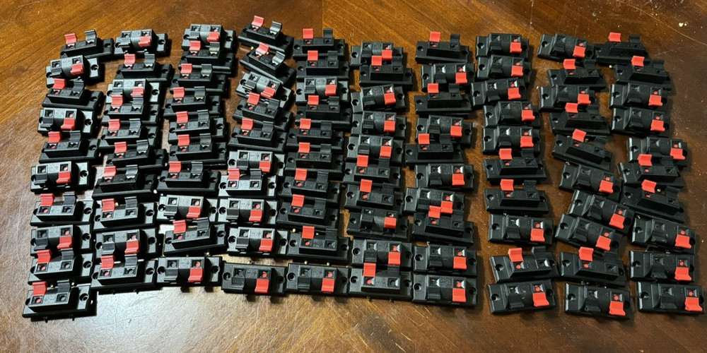 100 Pcs 2 Way Spring Push Release Connector Speaker Terminal Strip Block  (lot)