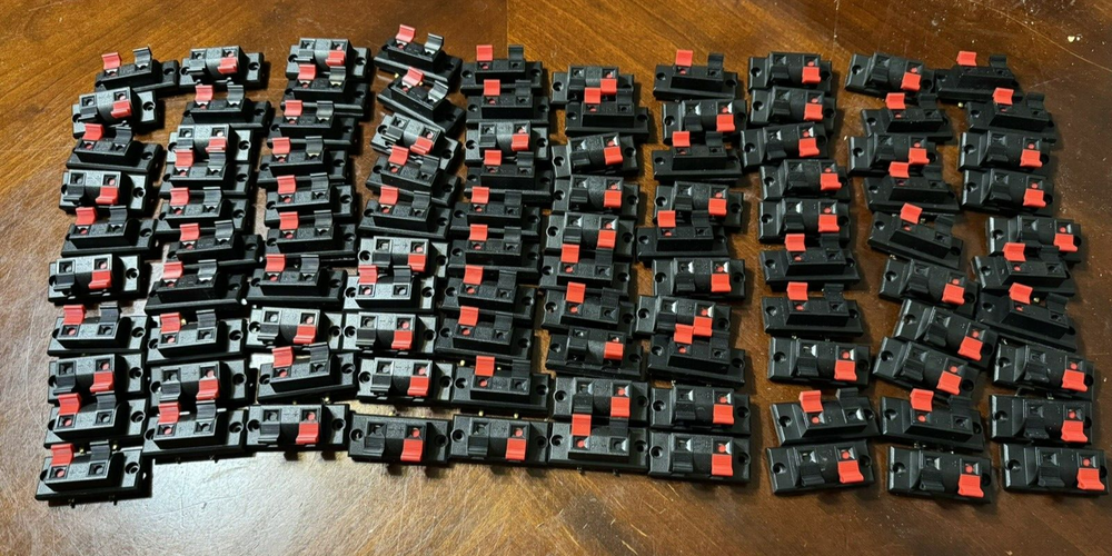 100 Pcs 2 Way Spring Push Release Connector Speaker Terminal Strip Block (lot)