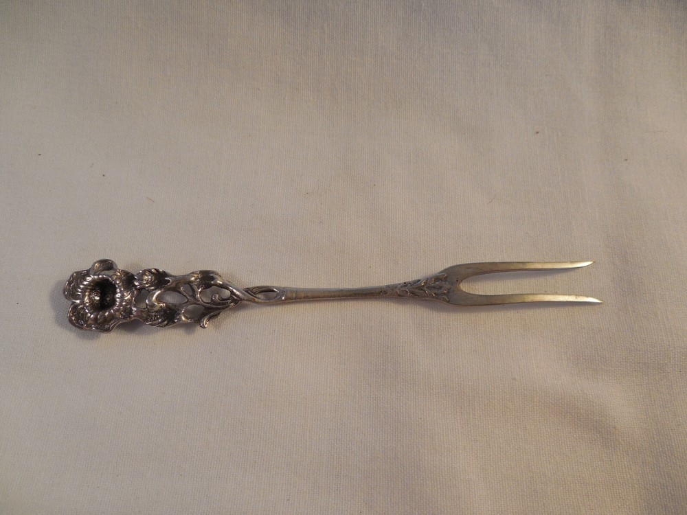 Vintage 835 silver floral cocktail fork
