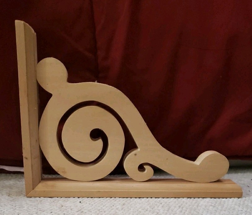 Unfinished Scrollwork Design Wood Corbel Shelf Bracket 11.75 x 8"