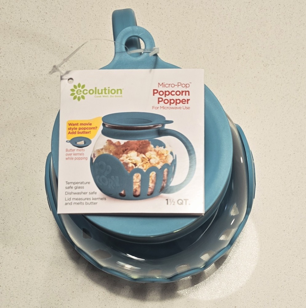 Ecolution Micro-Pop 1.5 qt Blue Microwave Popcorn Maker With Lid