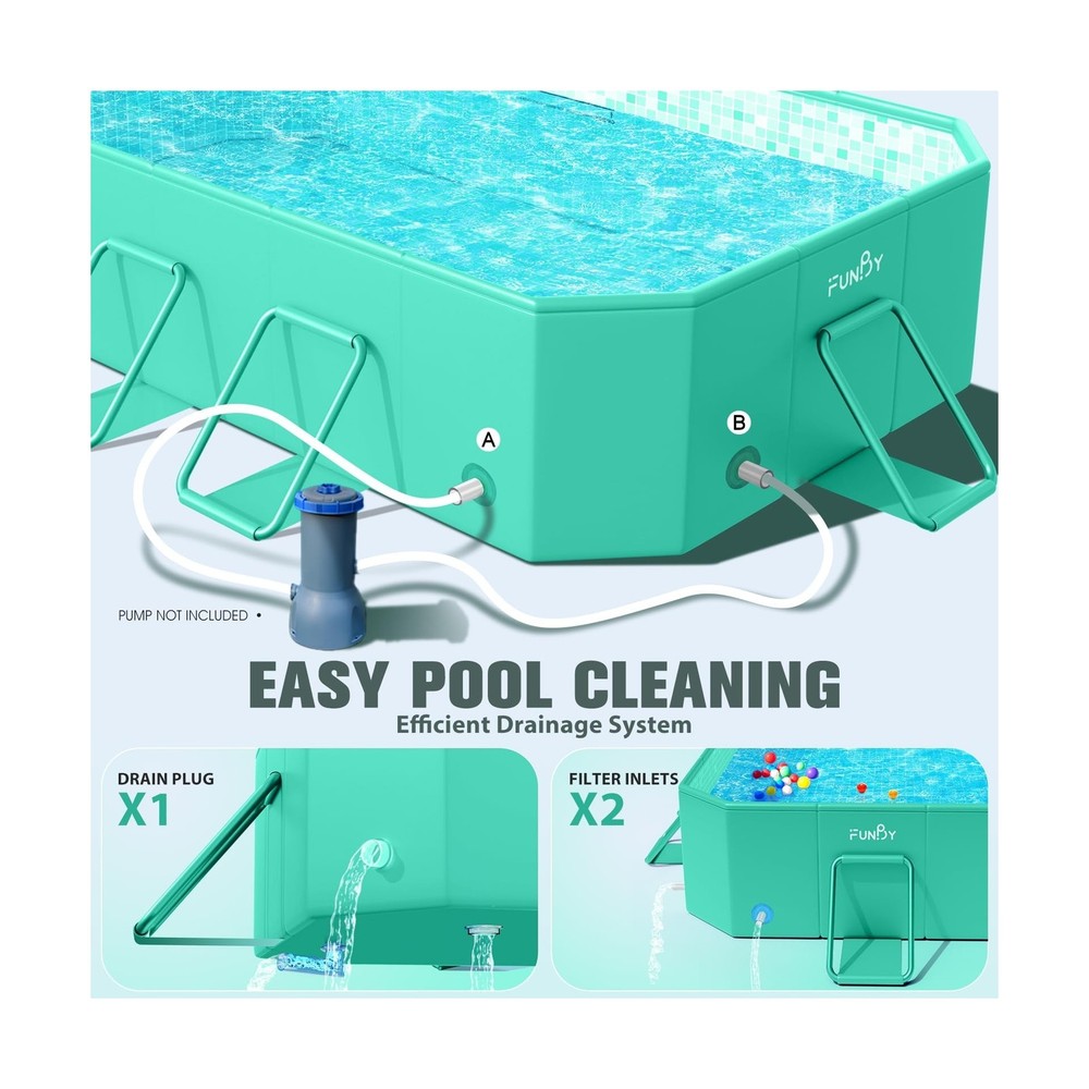 Foldable Pool, Foldable Swimming Pools, Large Folding Pools for Adults, Non-I...
