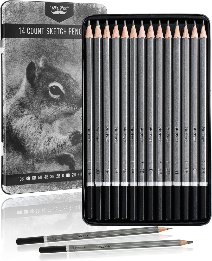 Durable 14-Count Graphite Sketch Pencils with Comfortable Grip & Medium Point