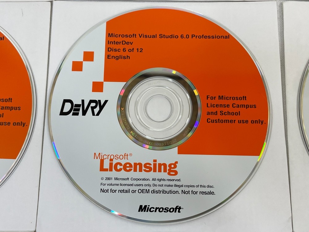 Microsoft DeVry Visual Studio 6.0 Professional 12-Disc Complete Set Software CD
