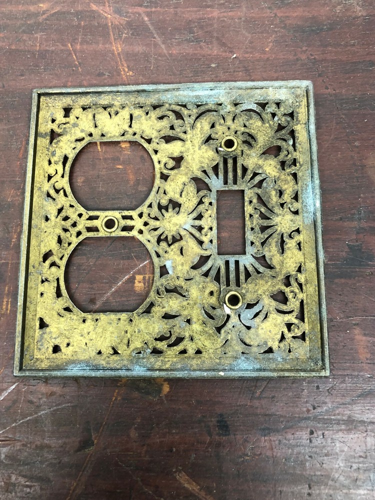 Vintage Angelo Filigree Combo 2 Dual Socket 1 Single Light Switch Cover