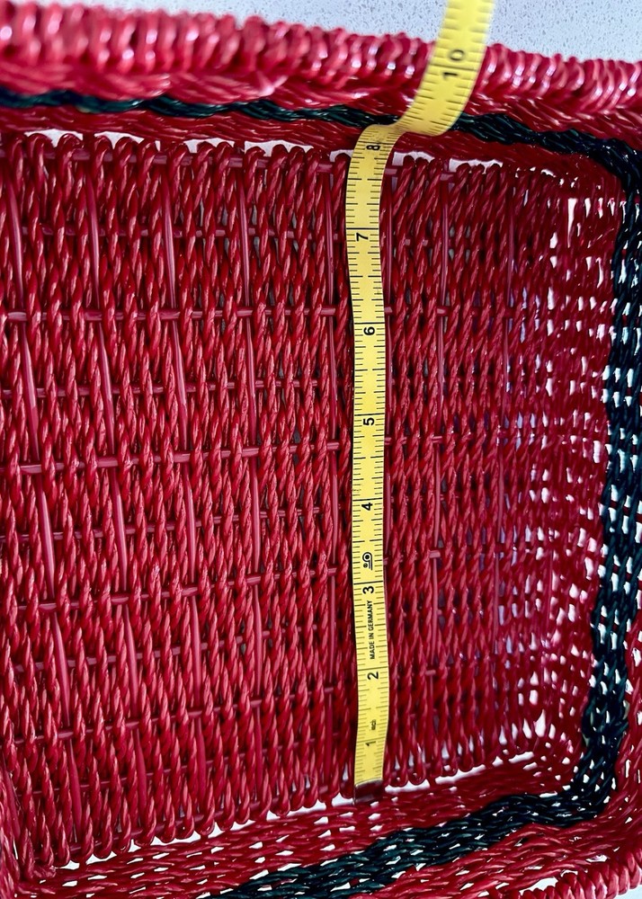 Holiday Green Red Basket Woven With Handle Drop
