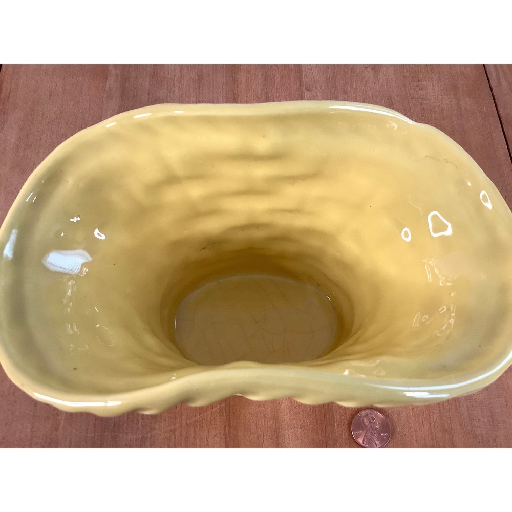 Vintage Yellow Basket Ceramic Planter