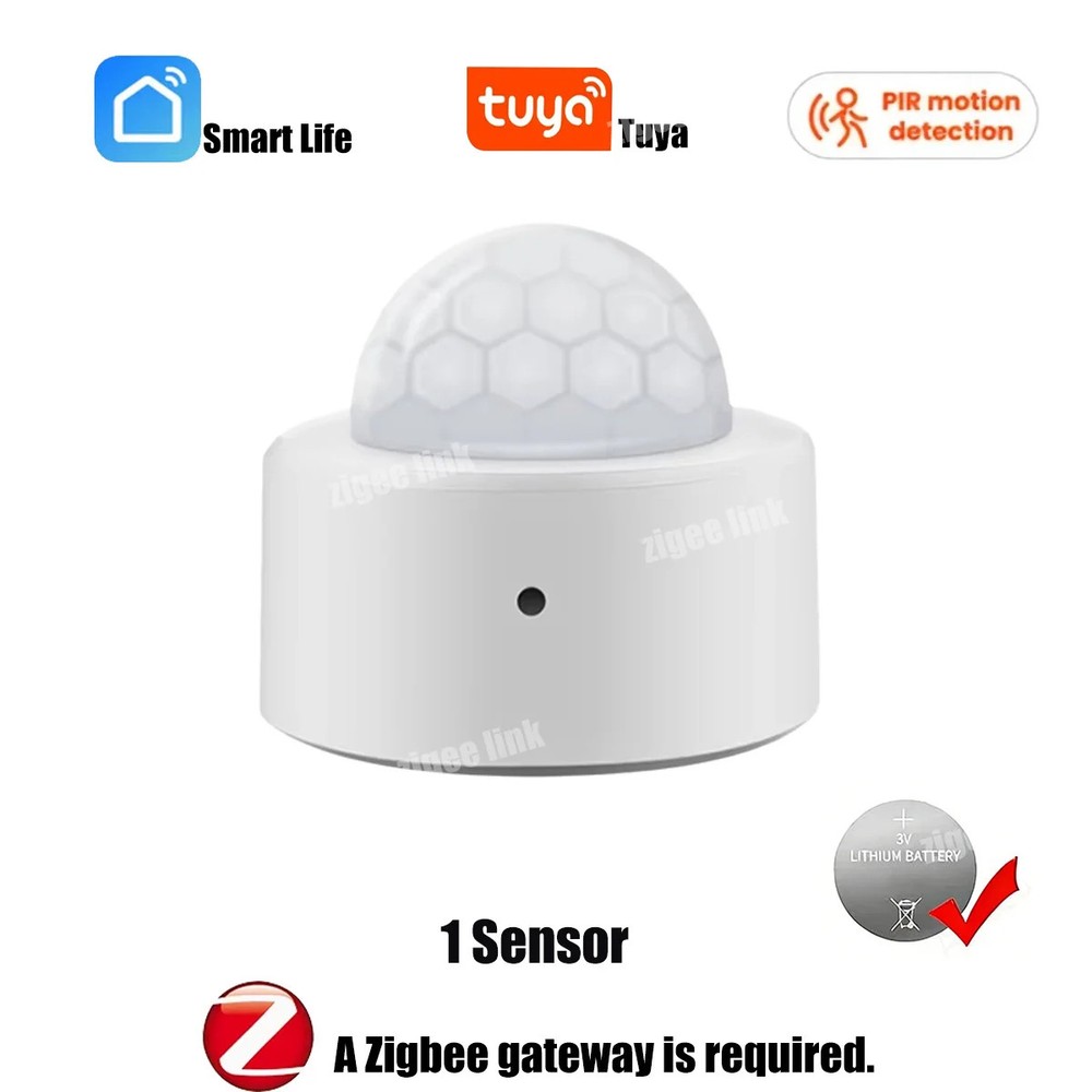 Smart PIR Motion Sensor Tuya Zigbee 3.0 196.85 Ft Range 120° Detection ABS