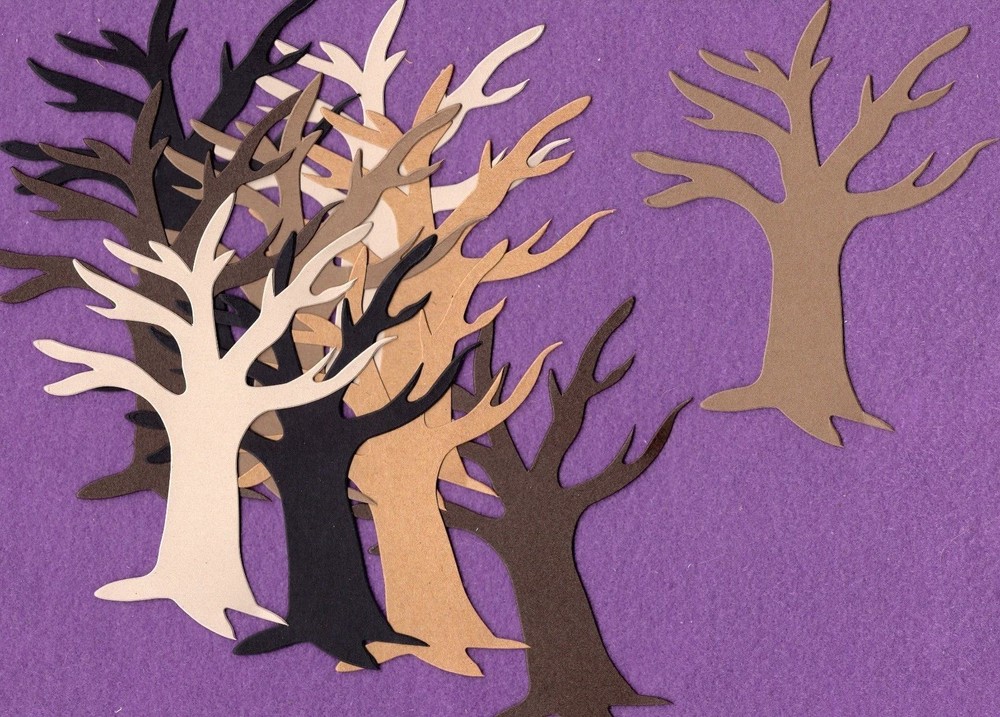 BARE TREE tall die cuts scrapbook cards