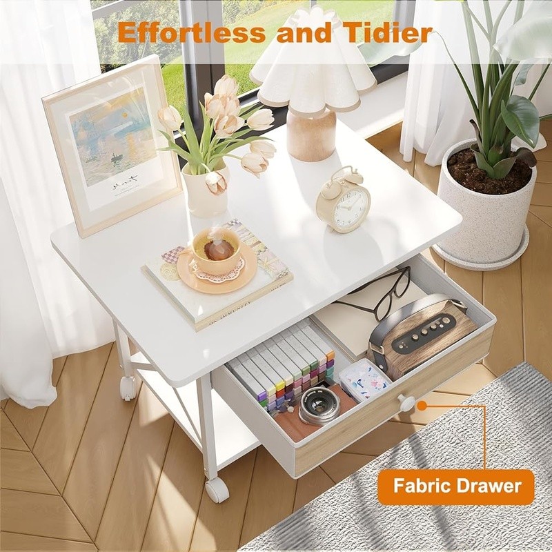 2 Tier Printer Stand W/ Rolling Casters Under Desk Storage Printer & Scanner New