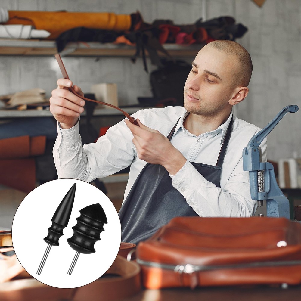 2PCS Leather Burnisher Bits, Working Tools Edge Burnish black
