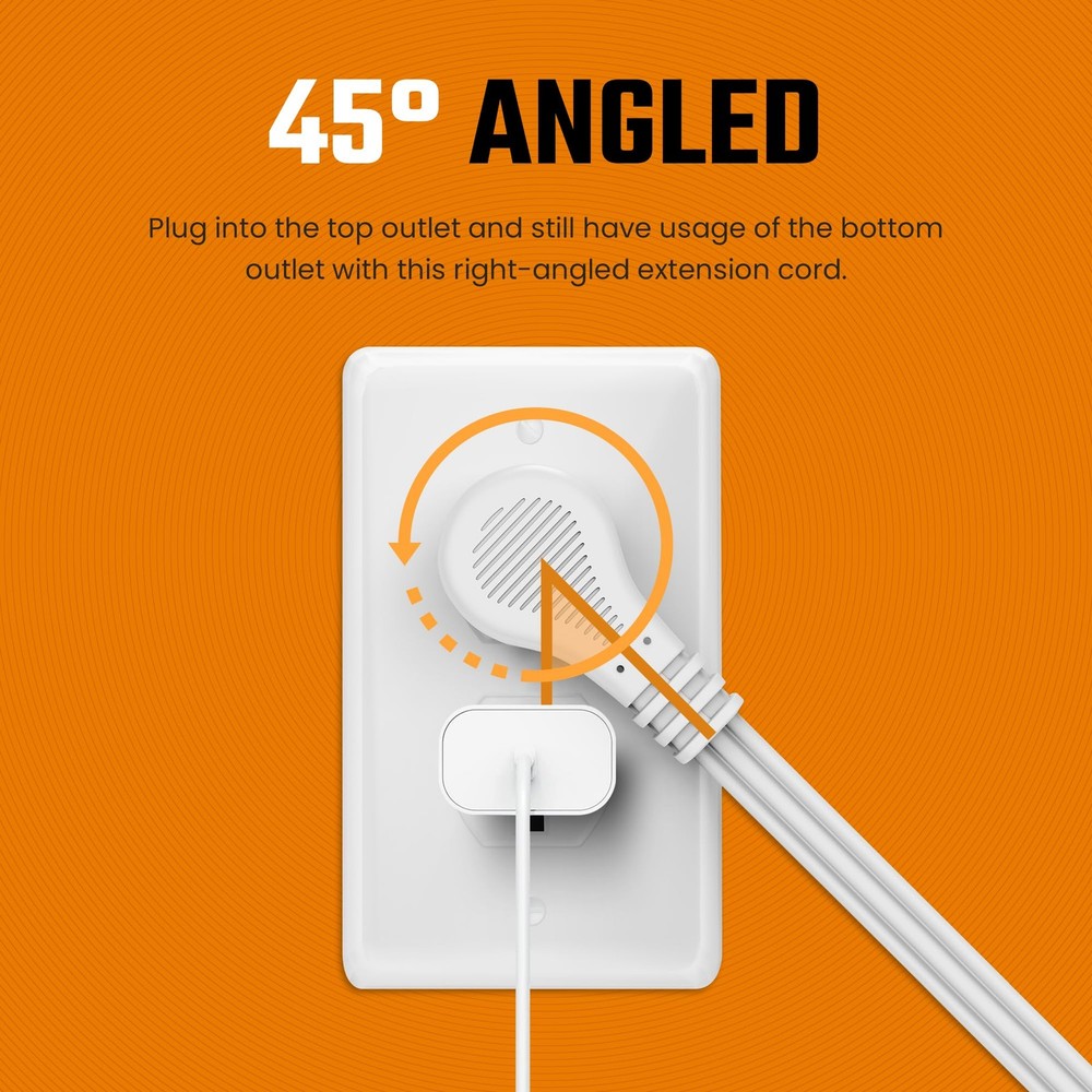 White Extension Cord 10+ Ft 3-Prong 3-Outlet Wire- 10 Ft,