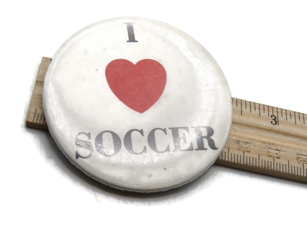 I Heart Soccer Button White Button