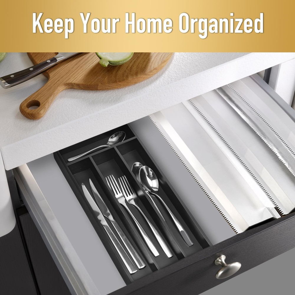 Silverware Organizer Small Bamboo Kitchen Drawer Organizer Utensil Organizer ...