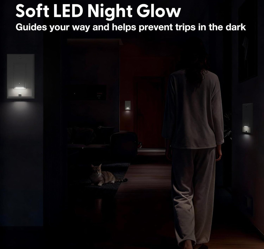 Single Pole Light Switch w/ Night Light, UL Listed, LED Guide Light Wall Switch