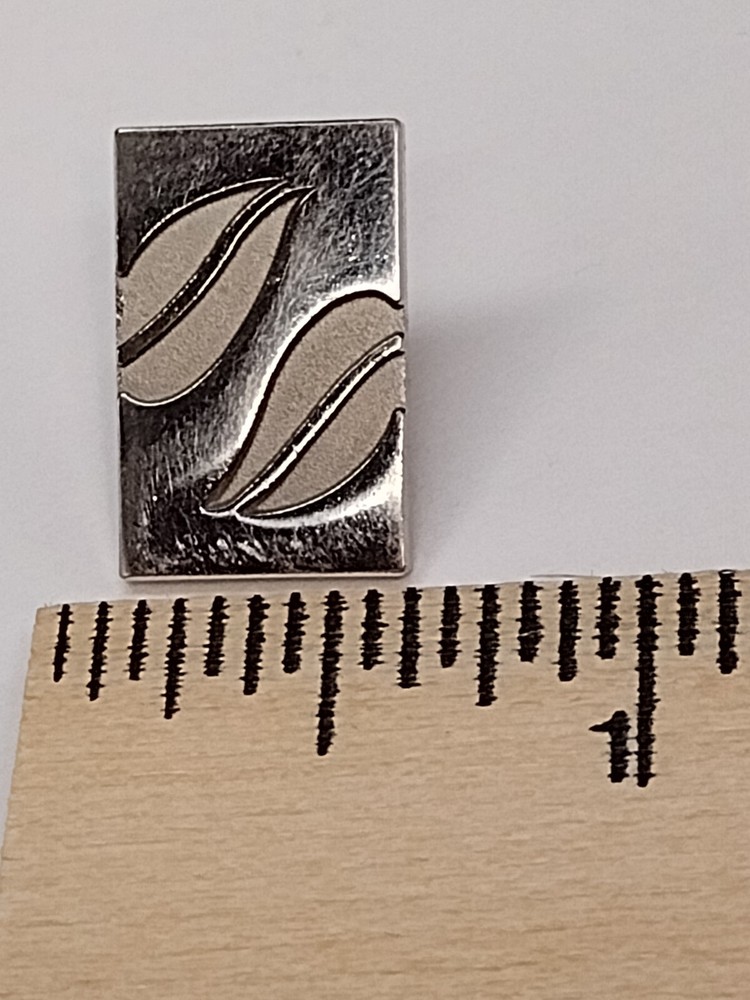 Silvertone Rectangle Leaf Accents Lapel Pin