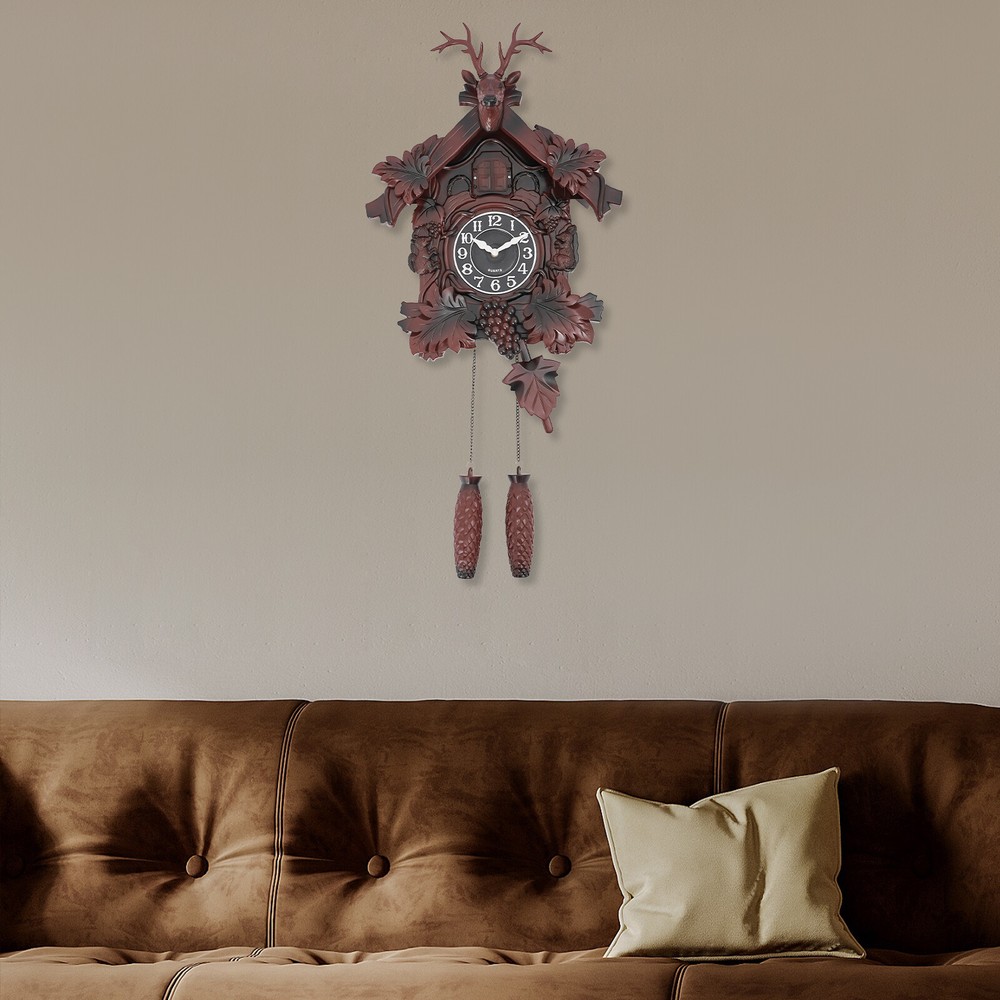 Vintage Antler Wall Clock with Cuckoo Function and Silent Movement