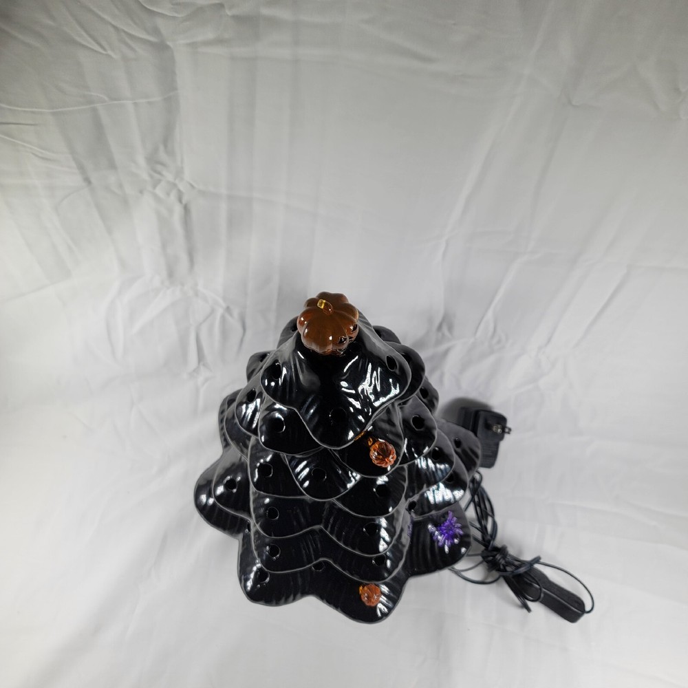 Mr. Christmas 12" Illuminated Ceramic Nostalgic Tree Black -Missing ORNAMENTS