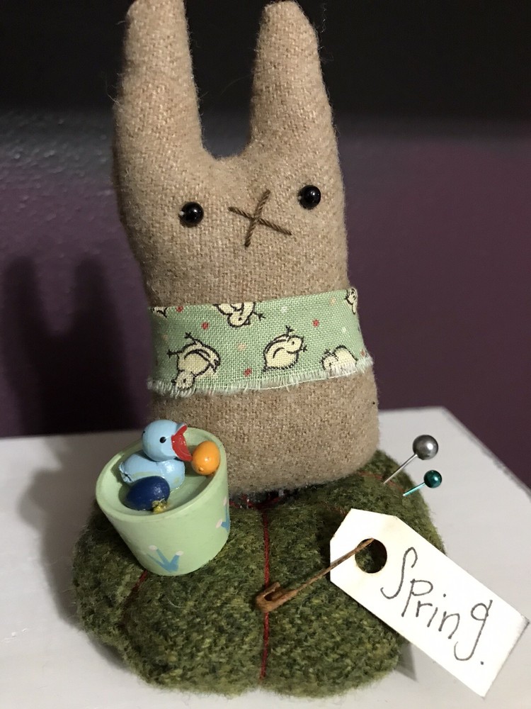 Primitive Pincushion Handmade…SPRING RABBIT #44