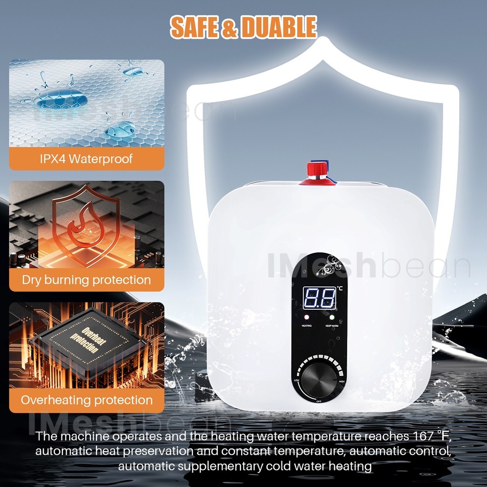 Instant Electric Water Heater Shower Compact 15L/4Gal Mini-Tank Storage RV 110V