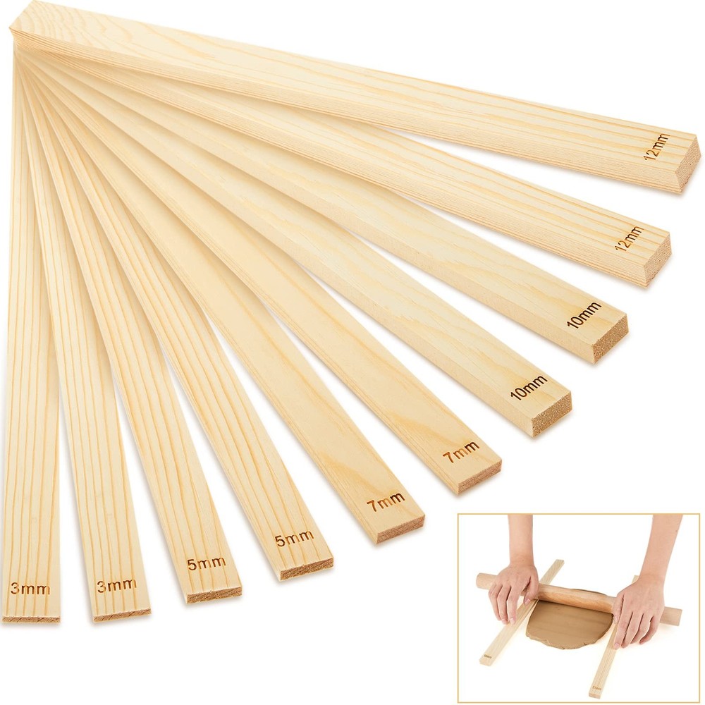 10pc Sasylvia Pottery Rolling Mud Stick Guide, Clay Depth Guide