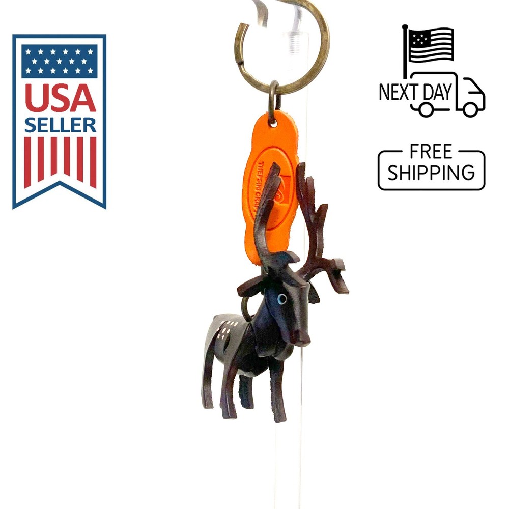 Sika Deer (Brown) Handmade Leather Keyring