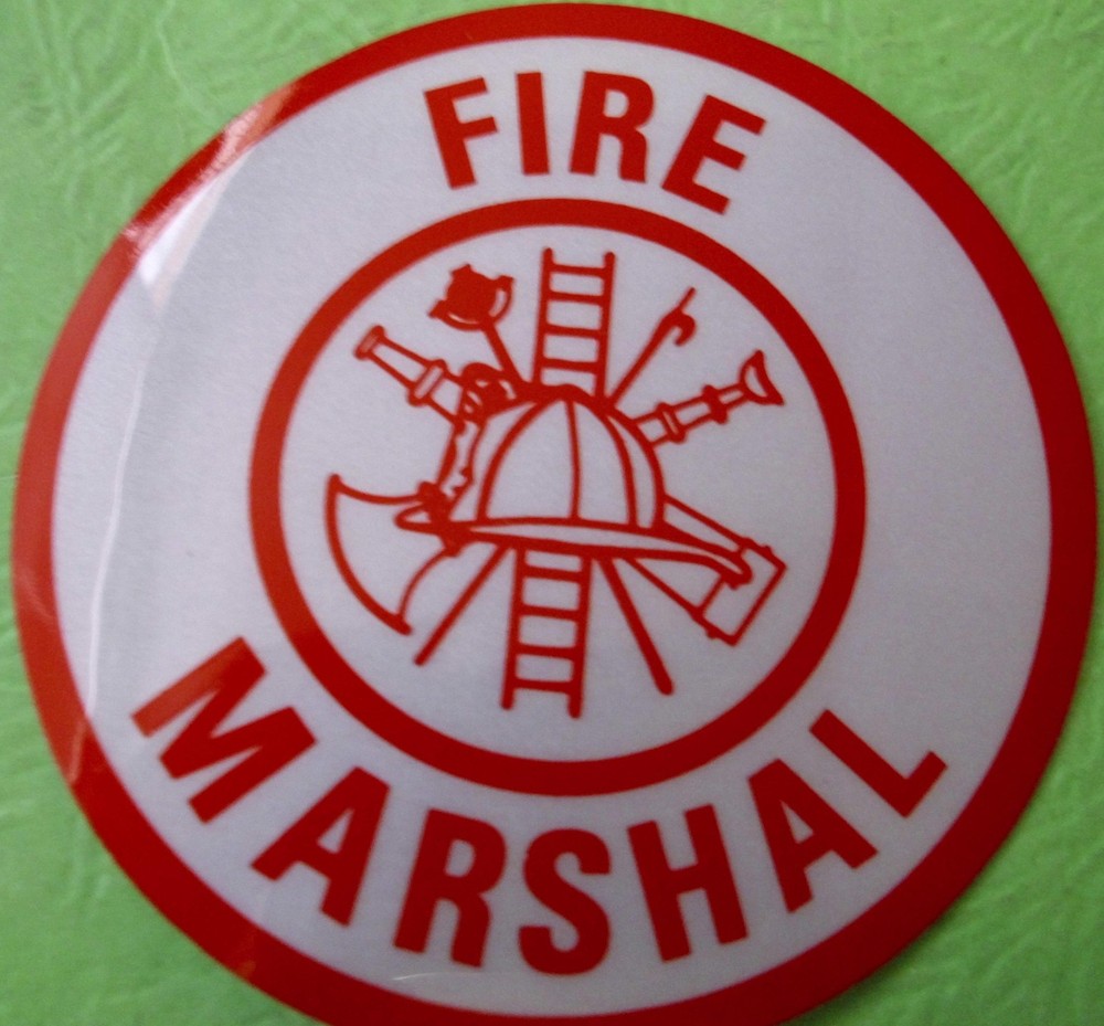 FIRE MARSHAL  3" RED & WHITE CIRCLE DECAL STICKER