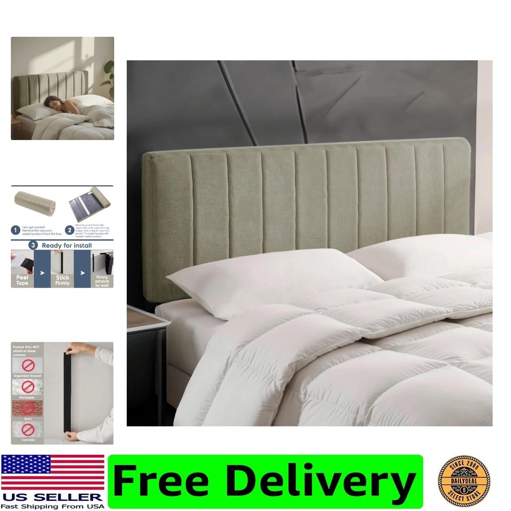 Upholstered Queen Headboard - Easy Assemble Channel Stitched Headboard Queen ...