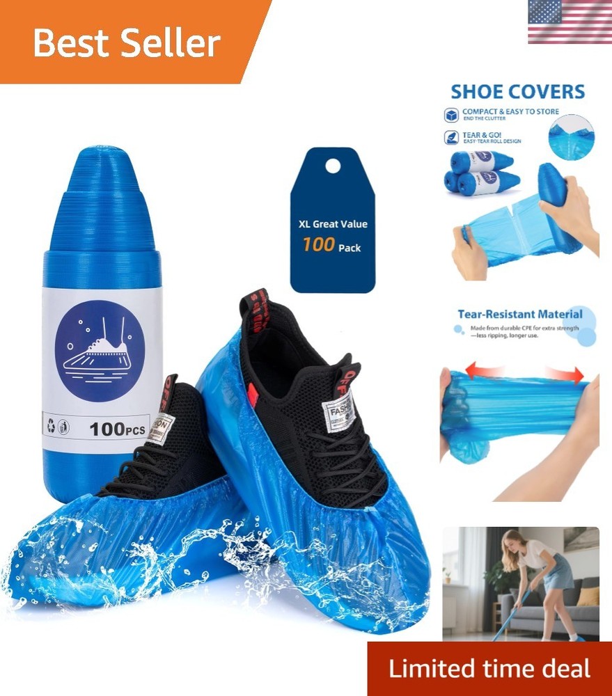 Versatile Waterproof Shoe Covers - 100 Pack Non-Slip Booties for Various Uses